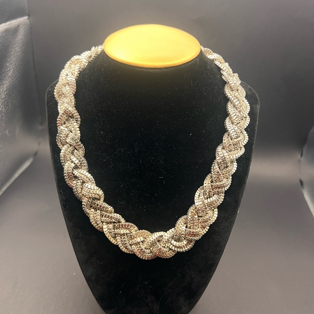 ✨ Statement Silver Braided Necklace ✨ - Picture 3 of 5
